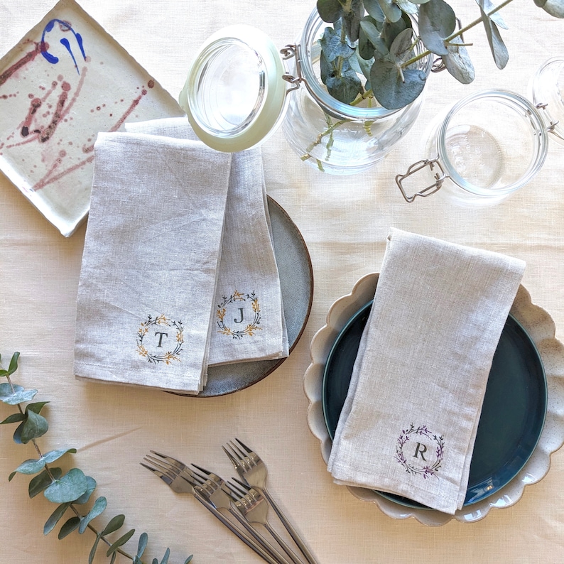 Personalized 100% Linen Napkin Set, Linen Anniversary Gift image 4