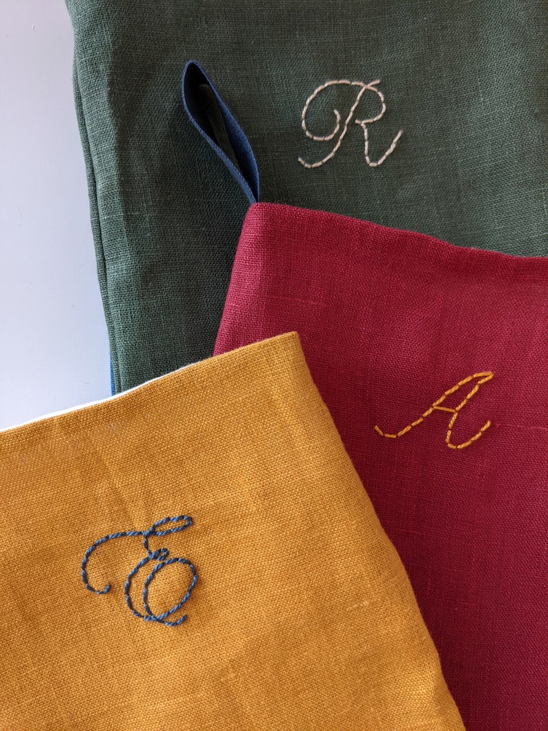 Hand Embroidered Standard Size Personalized Linen Holiday - Etsy