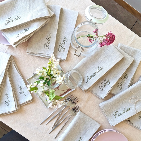 Favorite Embroidered Assorted Linen Napkins - Set of 4