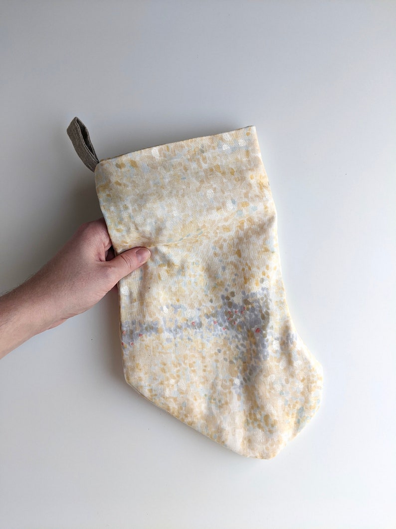 Cotton Holiday Stocking in Bird's Eye Neutral Bird's Eye