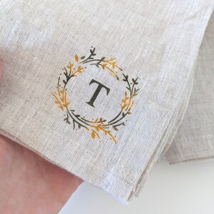 Personalized 100% Linen Napkin Set, Linen Anniversary Gift Yellow & Green