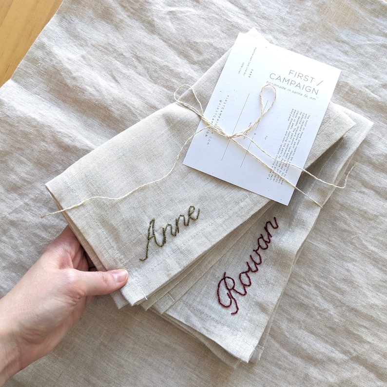 Personalized 100% Linen Napkin Set, Linen Anniversary Gift image 10