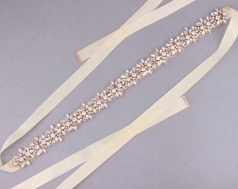 Crystal Wedding Belt, Bridal Belt, Rose Gold Wedding Belt, Rhinestone Wedding Dress Belt, Bridal Sash, Rose Gold Belt,Beaded Bridesmaid Belt