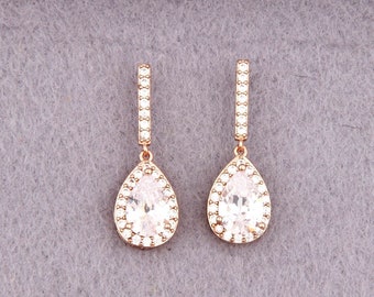 rose gold bridal earrings