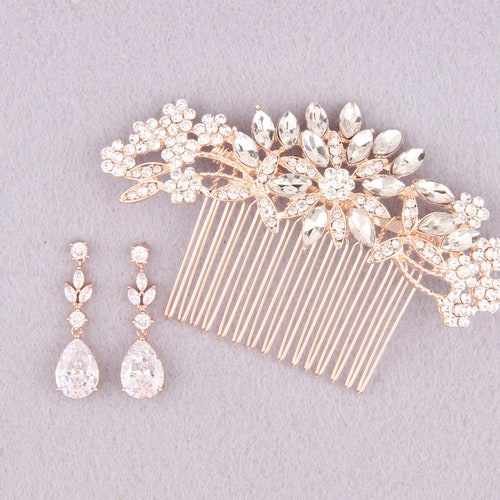 Bridal Jewelry Set Bridesmaids Gift Set Bridal Earrings Hair Etsy