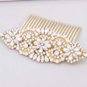 Gold Bridal Hair Comb, Floral Hair Jewelry