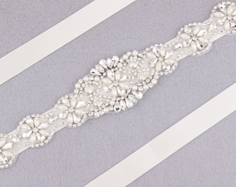 Silber Strass-Kristallperle Brautgürtel, Hochzeit Schärpe