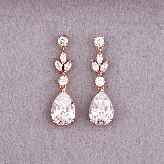 Rose Gold Earrings Bridal Earrings 
