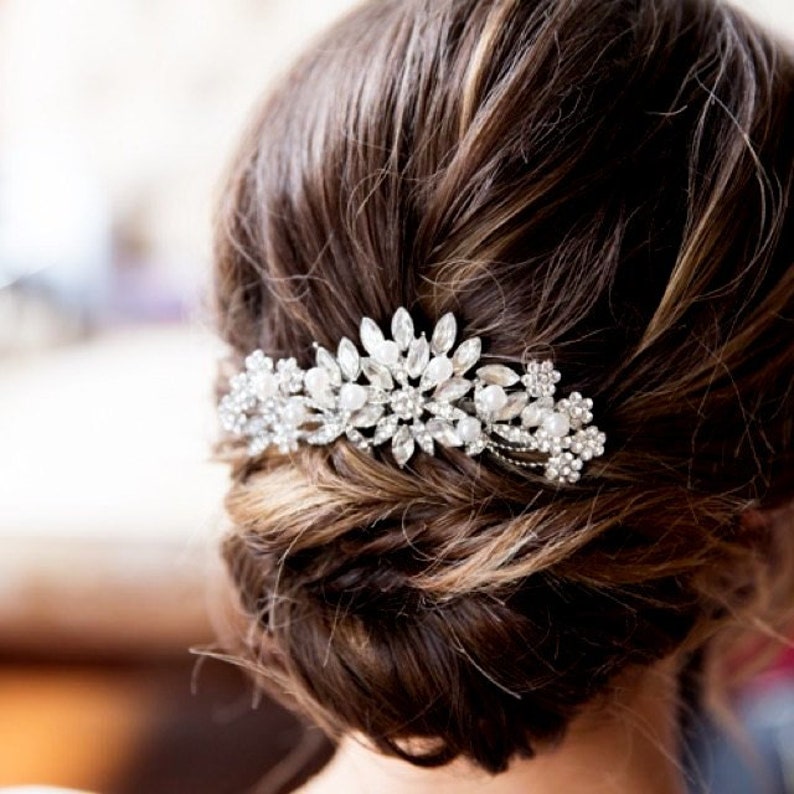 Bridal Hair Comb Silver Accessories image 5