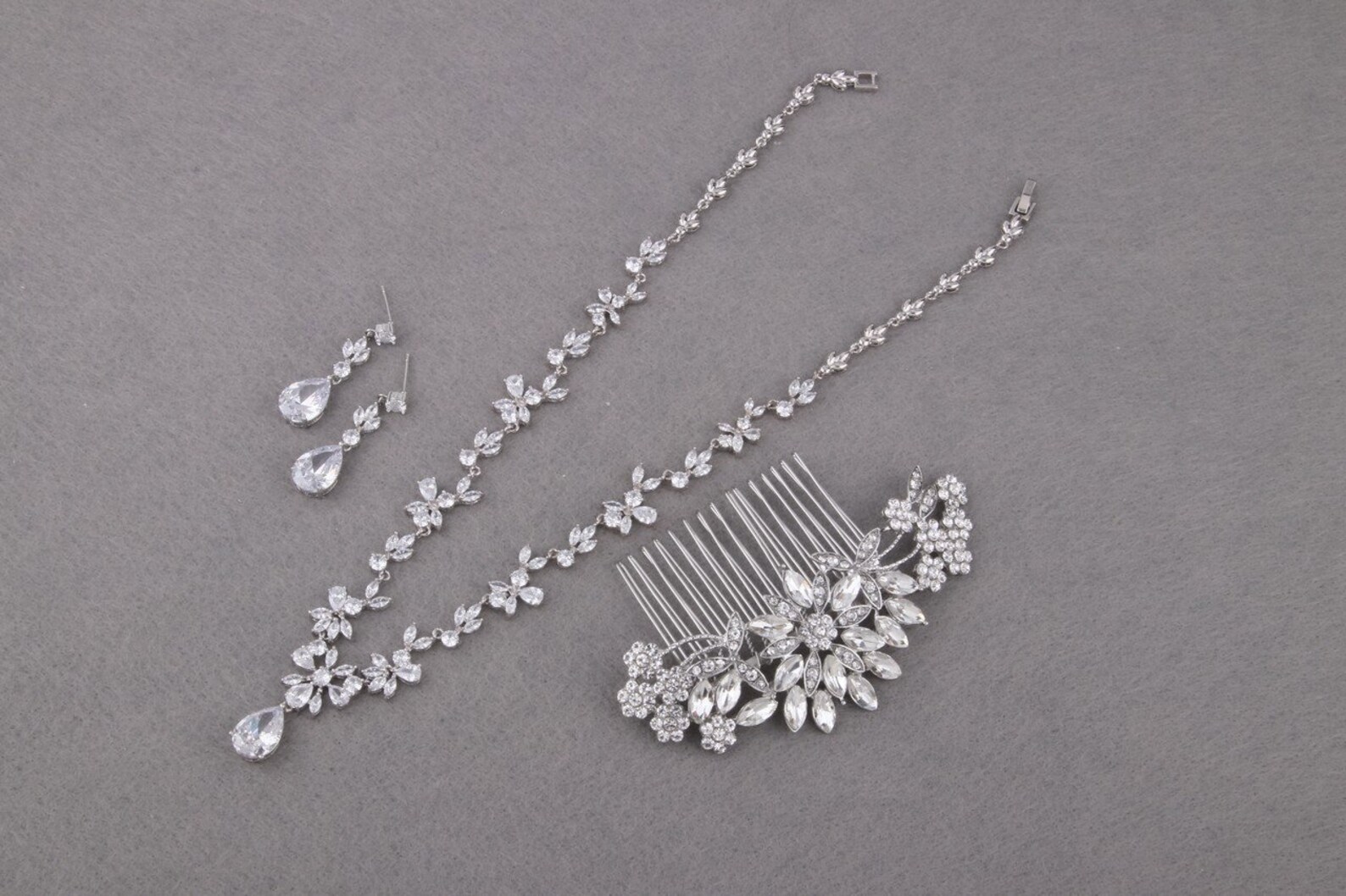 Bridal Jewelry Set Silver Bridesmaid Gift Set Wedding Etsy
