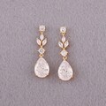 Floral gold bridal earrings gold wedding earrings for brides leaf chandelier wedding earrings bridesmaid gift cz drop earring bridal jewelry product logo