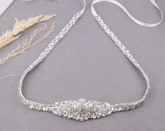 Dünne Kristallperlen-Brautgürtel, dünne Rhinestone-Hochzeits-Kleid-Schärpe