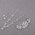 Crystal Bridal Jewelry Set: Silver Wedding Necklace, Earrings, Bracelet & Hair Comb product logo