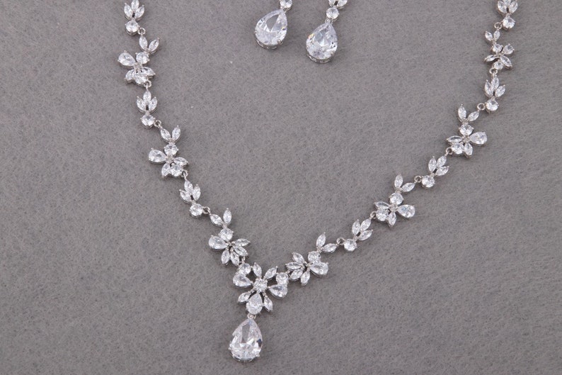 Bridal Jewelry Set Silver Necklace Set Wedding Jewelry Sets Etsy