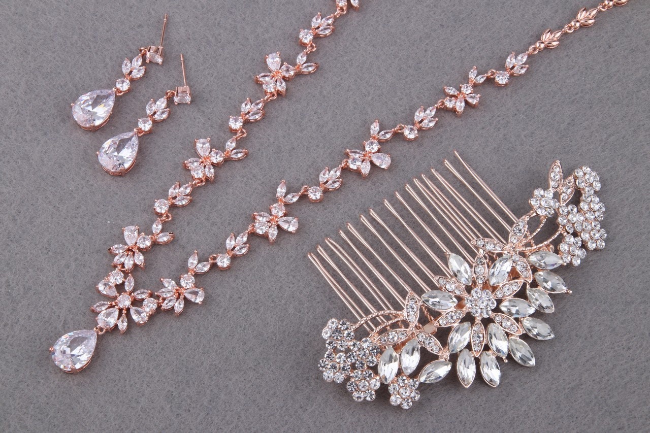 Bridal Jewelry Sets for Brides Rose Gold Wedding Jewelry Sets