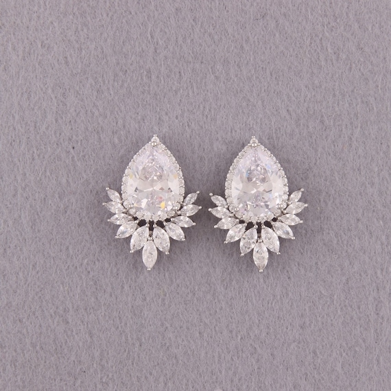 BOLD Bridal Earrings Silver Wedding 