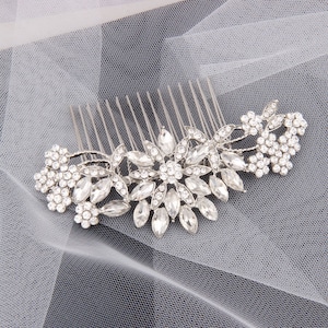 Crystal Bridal Hair Piece, Wedding Veil Clip