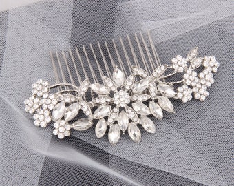 Crystal Bridal Hair Piece, Wedding Veil Clip