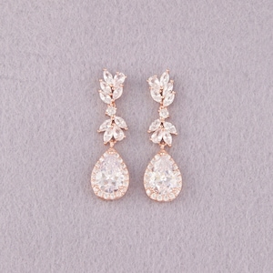 Bridesmaid Gifts, Crystal Bridal Earrings, Wedding Earrings, Rose Gold Wedding Earring, Bridal Jewelry, Bridesmaid Earring, Teardrop Earring
