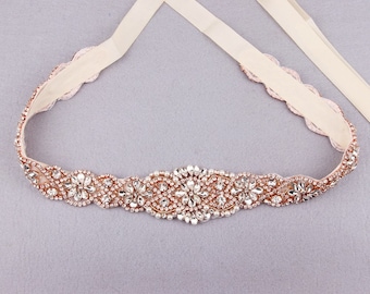 Bridal Belt Rose Gold Wedding Belt Rhinestone Bridesmaid Belt Wedding Sash Belt Pearl Rose Gold Bridal Belt Wedding Dress Belt Sash Belt