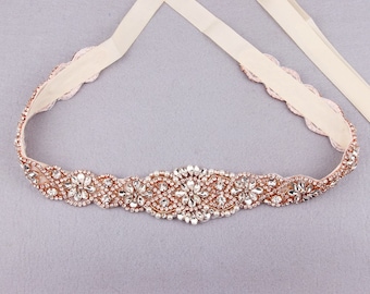 Bridal Belts and Sashes, Rose Gold Wedding Belt, Bridal Shower Gift, Bridesmaid Dress Belt