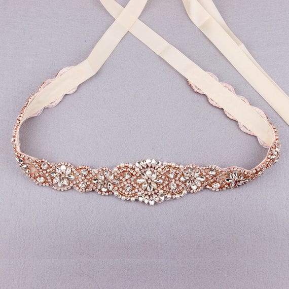 rose gold wedding dress belt