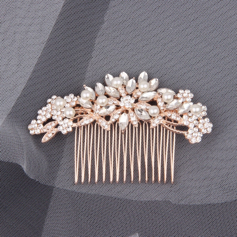 Bridal Hair Accessories Rose Gold Bridal Hair Comb Wedding Etsy