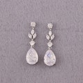 Silver Tone CZ Floral Drop Earrings for Weddings and Special Occasions product logo