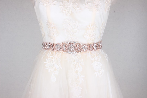 rose gold wedding dress belt
