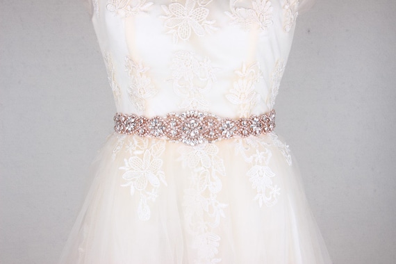 rose gold wedding dress belt