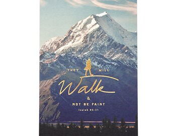 Walk & Not Be Faint - premium postcard with gold foil stamp - bible verses - christian greeting cards