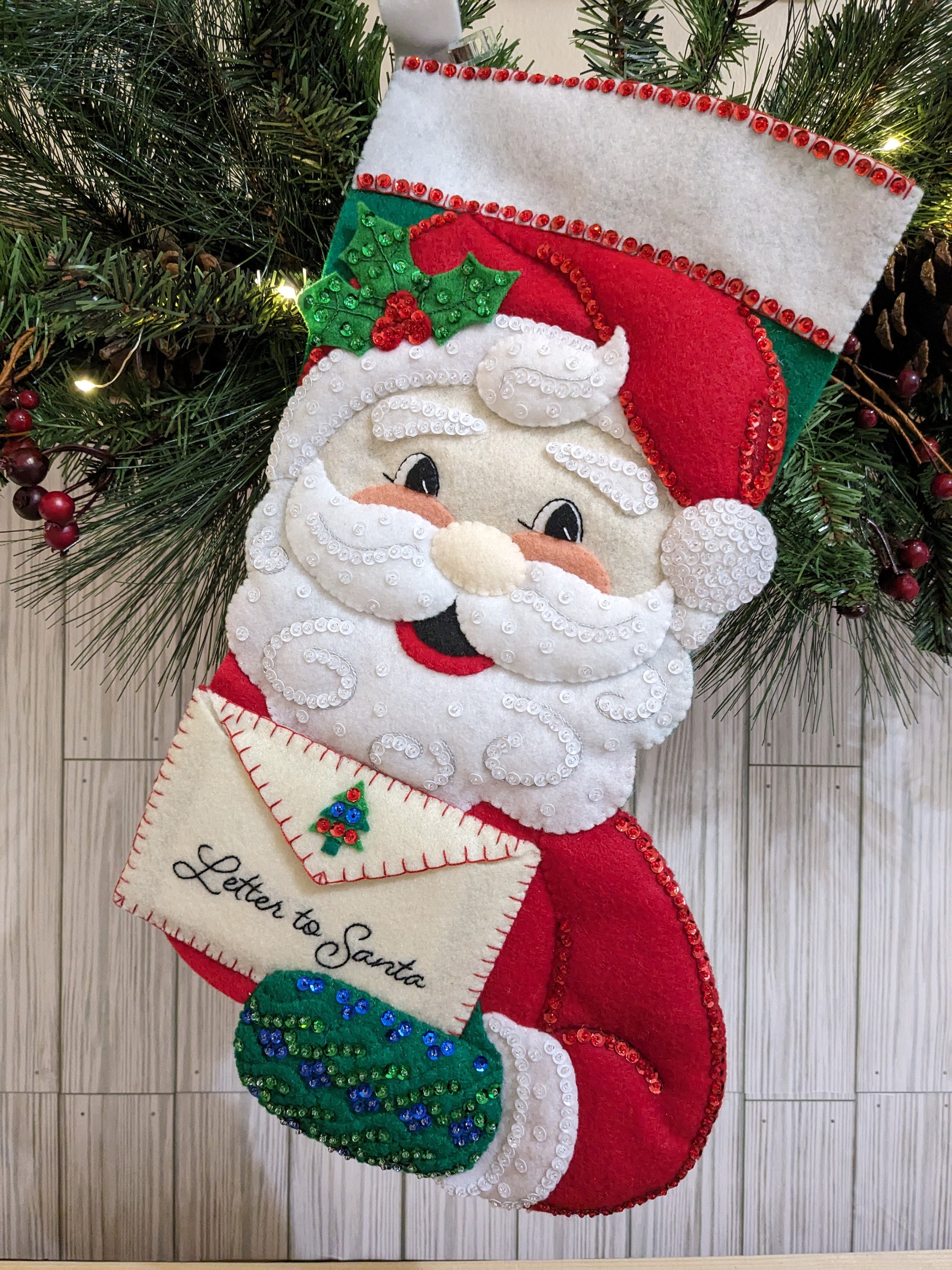 Jolly Saint Nick Felt Christmas Stocking Kit - Felt Stocking Kits