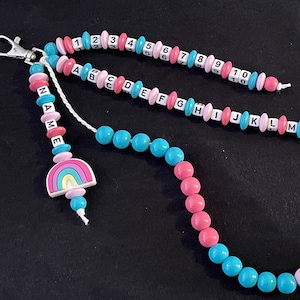 Beautiful arithmetic chain "Rainbow" with name, ABC and number string 1-10