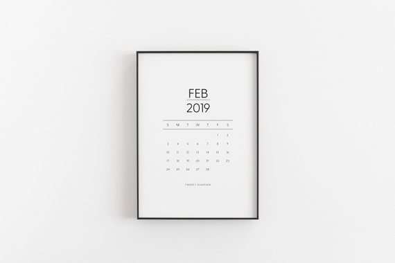 2019 Monthly Portrait Calendar Monday Start Calendar Etsy