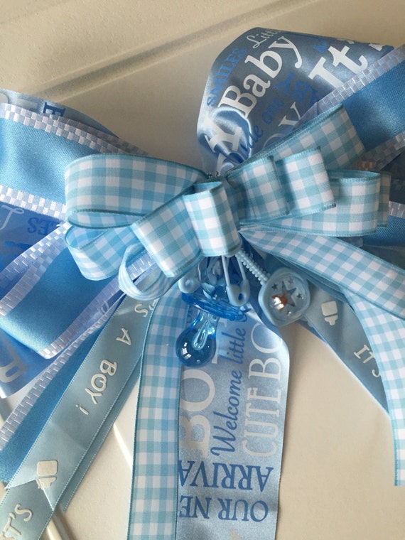 Its A Boy Bow Basket Bow Decoration Chair Bow Baby Shower Wreath Bow Baby Boy Shower Present Bow Baby Blue Bow