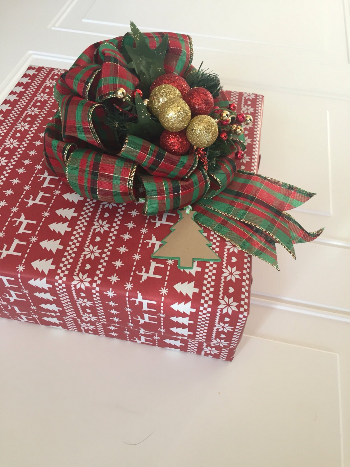 Christmas Gift Bow Christmas Plaid Gift Basket Bow Bows for Etsy