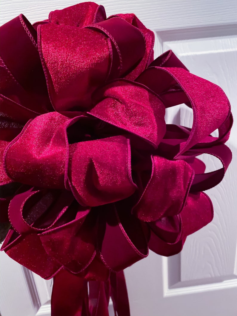 Christmas Tree Bow Topper Burgundy Velvet Red Extra Large Bow Etsy