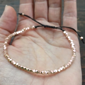 Rose Gold Bracelet - Minimalist Bracelet - Rose Gold Jewelry - Macrame Bracelet - Adjustable Bracelet - Rose Gold Nugget Bracelet