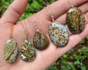 Ocean Jasper Necklace - Ocean Jasper Pendant - Ocean Jasper Jewelry - Sea Jasper Necklace - Natural Stone Necklace