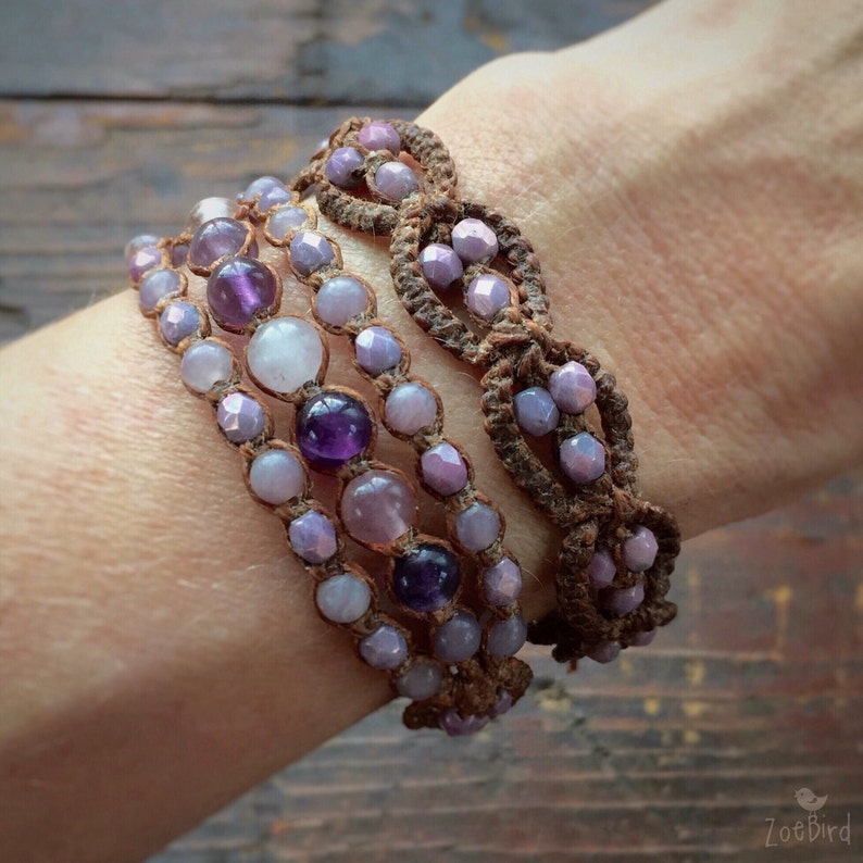 Elaina Braided Friendship Bracelet Silver in Purple Amethyst