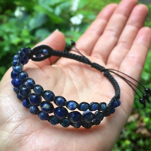 Sodalite Bracelet - Blue Gemstone Bracelet - Adjustable Bracelet - Shamballa Bracelet - Wrap Bracelet - Sodalite Jewelry - Everyday Bracelet