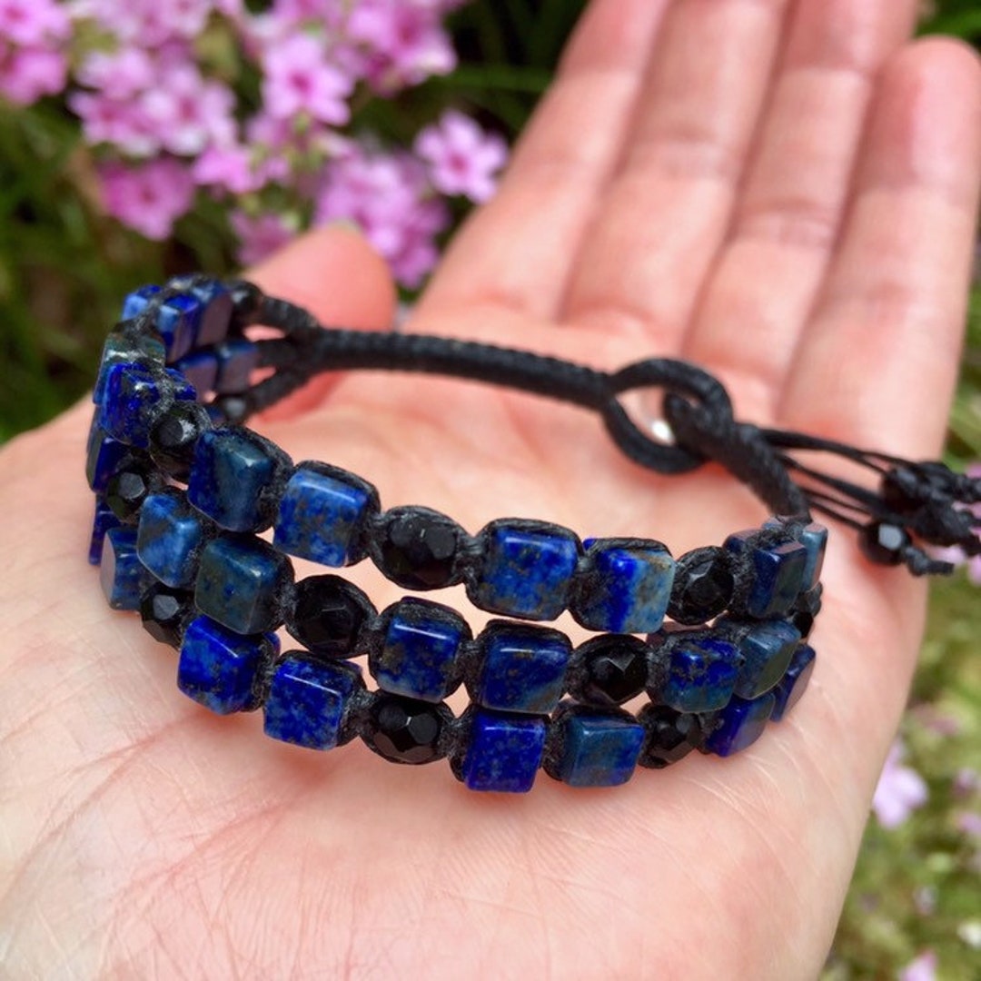 Lapis Bracelet Blue Macrame Bracelet Lapis Lazuli Bracelet - Etsy