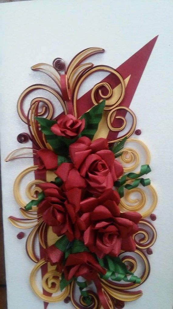 Buy Red Quilled Flowers Jar Greeting Card
