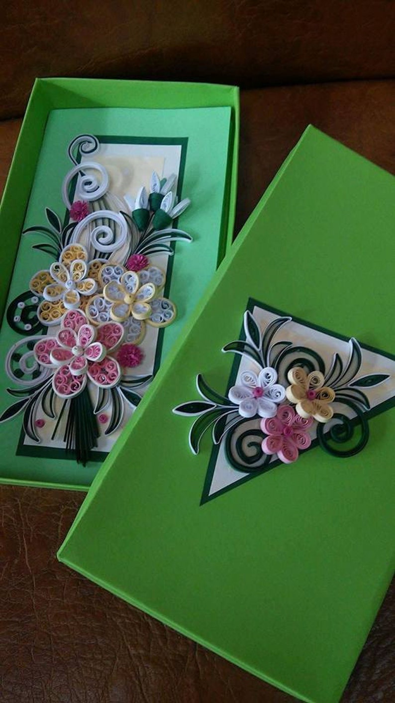 Spring Quilling Card With Box Etsy
