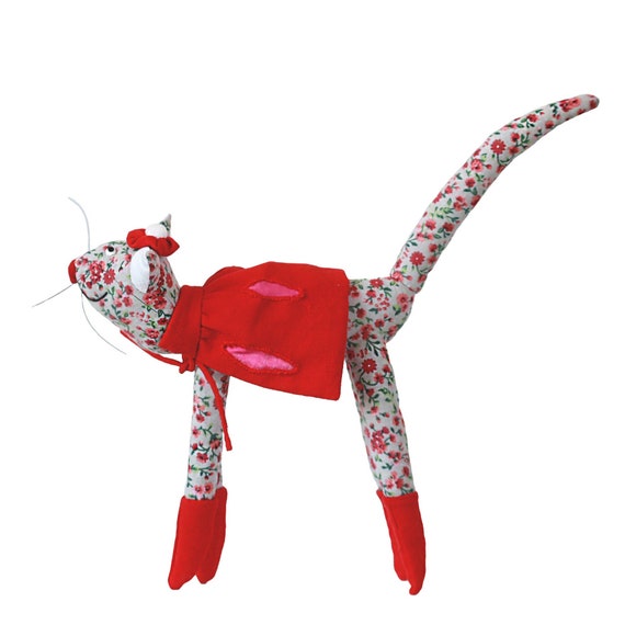 Puss in Boots - Cat in Boots - Cat in Clothes - Cat in the Socks - Cat Stuffed Animal - Cat Plush - Nursery Decor - Cat in Red Boots - Art