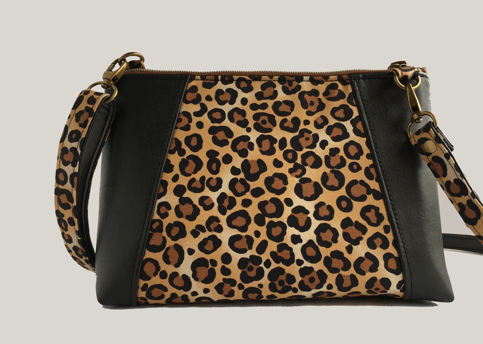 Italian Leather Leopard Print Handbag Animal Print Trending | Etsy