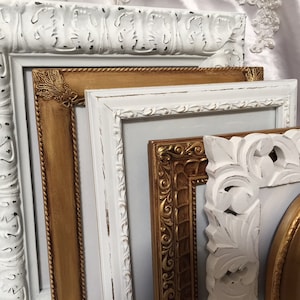 Shabby Chic Picture Frame Set Ornate Mix Custom Colors Vintage Mix Collage Gallery Wall Gold White