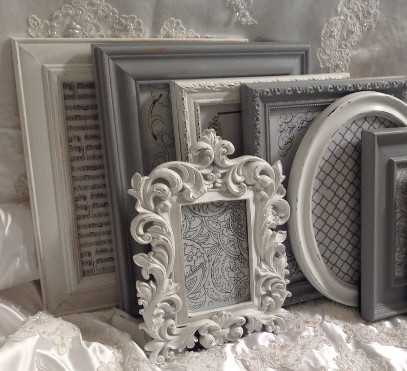 Shabby Chic Picture Frame Set Ornate Mix Custom Colors And Sizes Hand Painted Vintage Frames Upcycled image 3