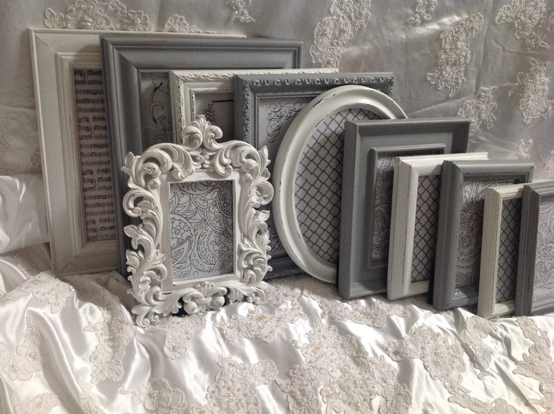 Shabby Chic Picture Frame Set Ornate Mix Custom Colors And Sizes Hand Painted Vintage Frames Upcycled image 2