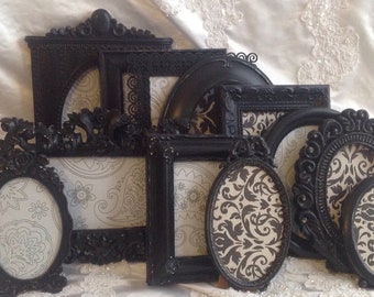 Shabby Chic Picture Frame Set Ornate Mix Custom Colors Vintage Mix Hand Painted Distressed Picture Frames